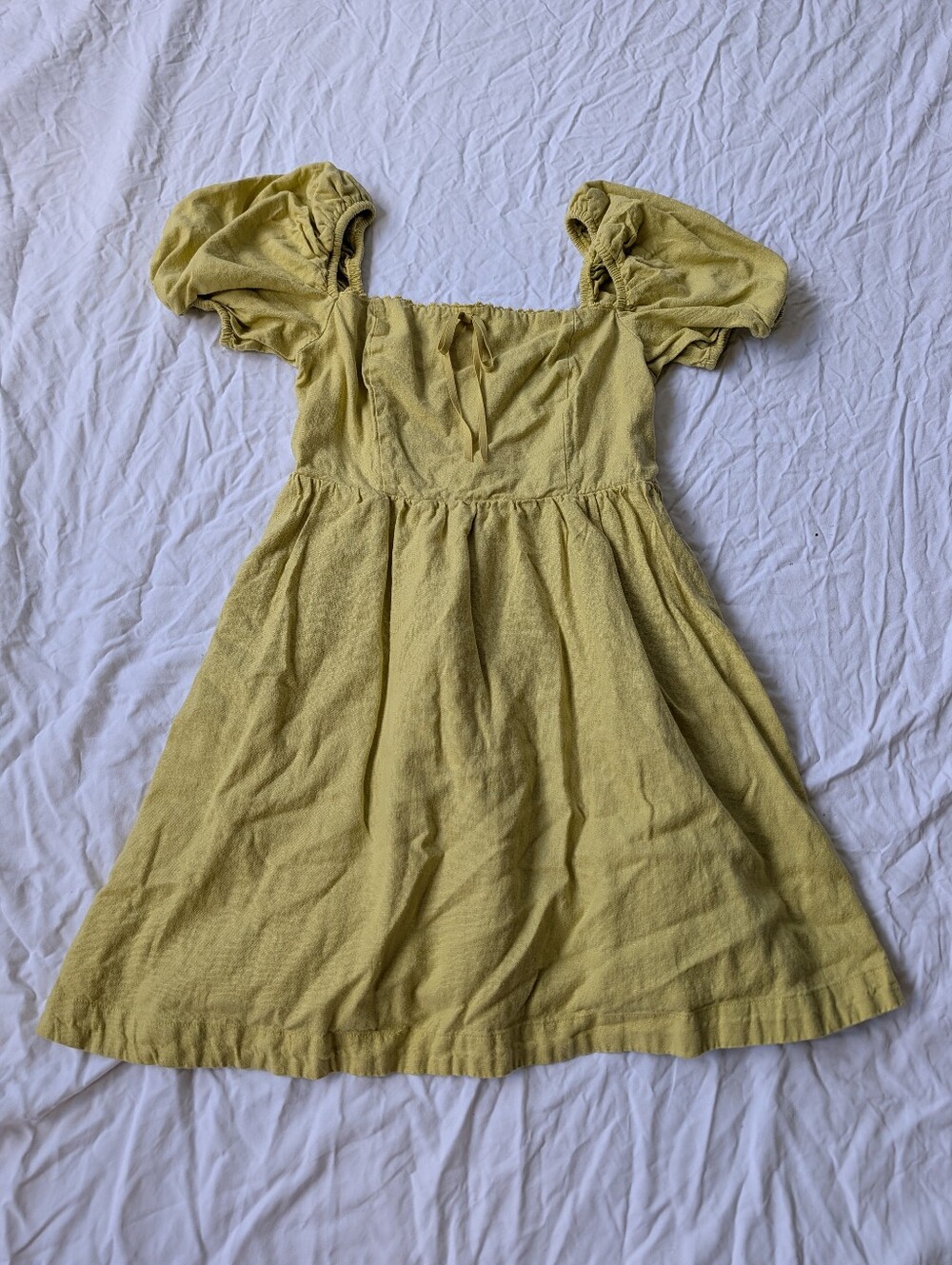 Camila Coelho Yellow/Green Puff Sleeve Mini Dress